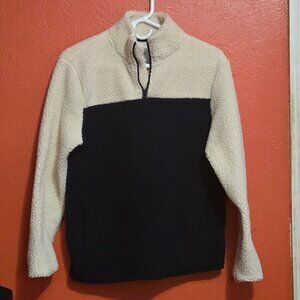 Old Navy Sherpa Quarter-Zip Pullover – Women’s Small, Cream/Navy